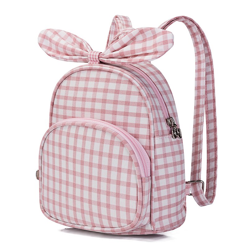 Geruite kindertassen mochila escolar infantis schooltassen kind mooie konijnenoren tas rugzak voor kinderen rugzak mini