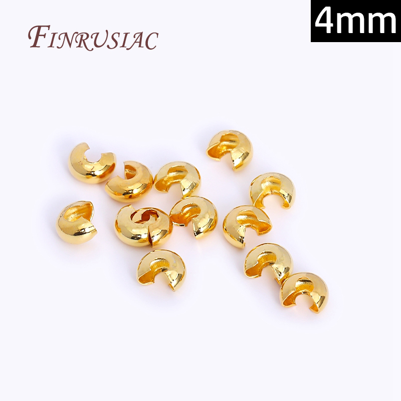 50-100 stks/partij Messing Ronde Covers Crimp End Kralen 3mm/4mm Spacer Kralen 18K Real vergulde Sieraden Maken Accessoires DIY: M / GRIJS