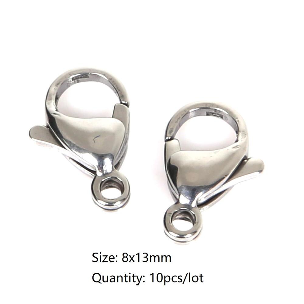 Rvs Karabijn Haken Staart Clip Sluitingen Hanger Connectors Voor Diy Sieraden Maken Ketting Armband Accessoires: 8x13mm