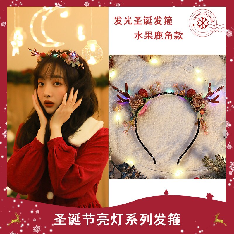 Bandeau branche de noël girafe, épingle à cheveux Halloween, Style Mori, bois, accessoires pour cheveux, serre-tête oreilles de chat