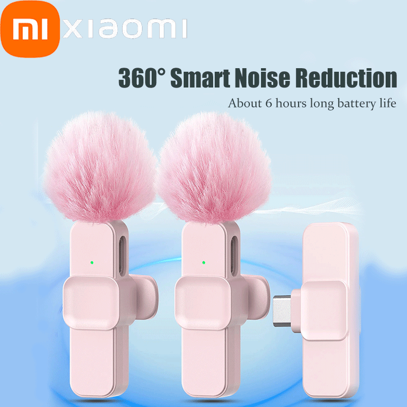 Xiaomi pinkes kabelloses lavalier-mikrofon für iphone, Android, pc, Live-Spielen, smartphone, tragbares mikrofon für Audio-- und videoaufnahmen, vlogging