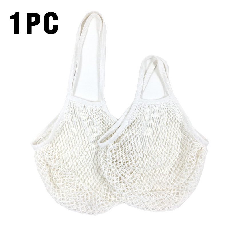 Wasbare katoenen mesh boodschappentassen Katoenen touwtassen Netto boodschappentassen Mesh tassen voor fruitopslag Herbruikbare fruit-groentezak