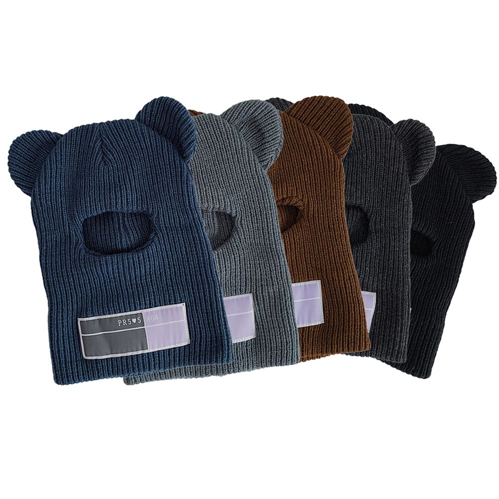 Cagoule de Ski en tricot avec oreilles de lapin, cache-nez épais en laine artificielle, écharpe chaude pour l&#39;hiver, pour hommes et femmes adultes