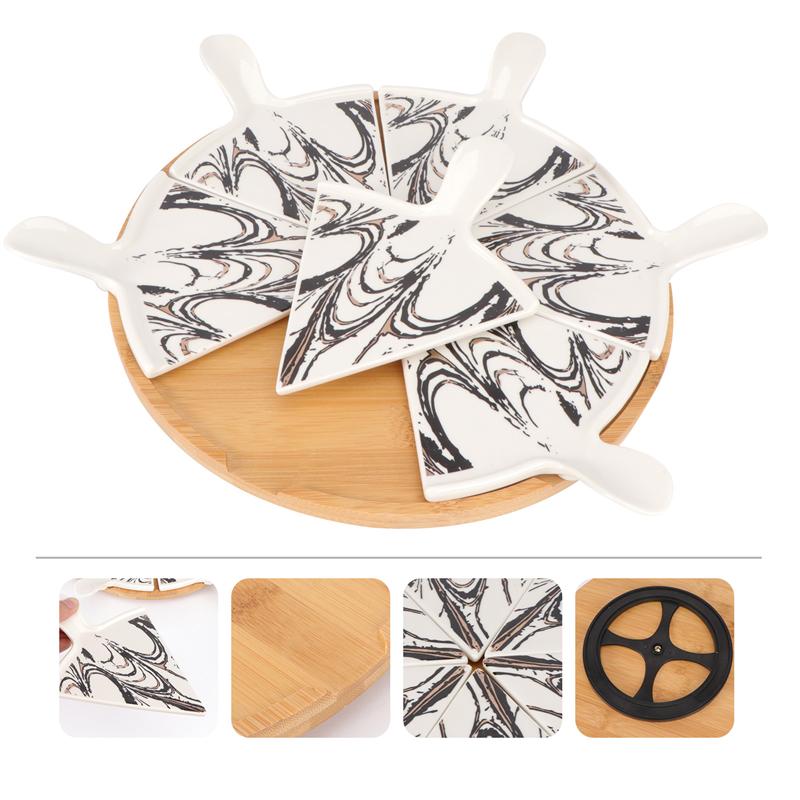 Premium Pizza Plate Set Large Ceramic Triangle Steak Pizza Pie Dessert Plate Cake Flat Plate Tableware