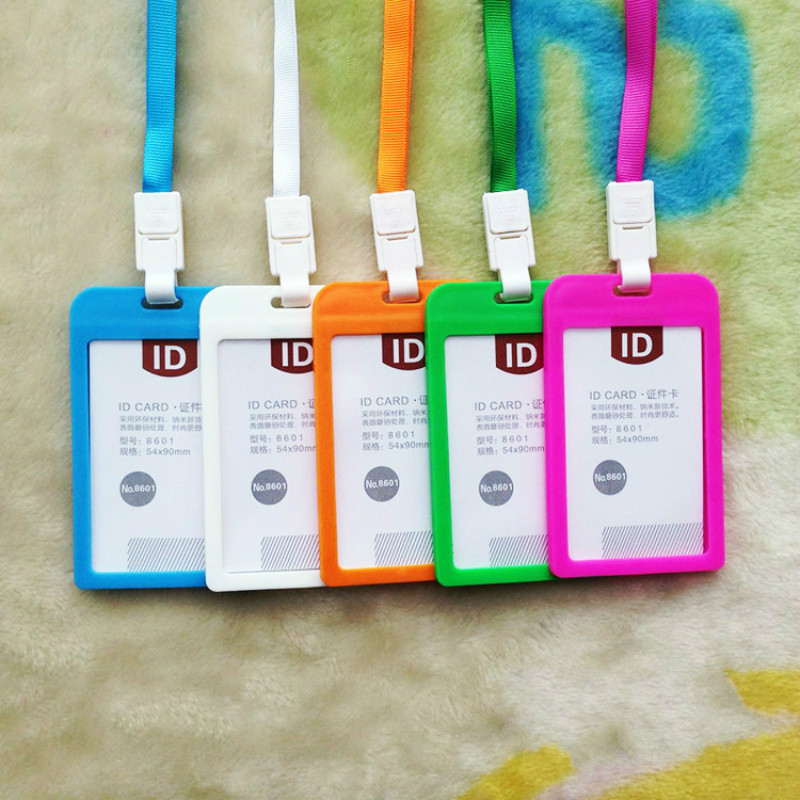 Candy Colors Credit Card Holders Bus ID Holders Card Neck Strap Card Name Women Men Bank Identity Badge With Lanyard