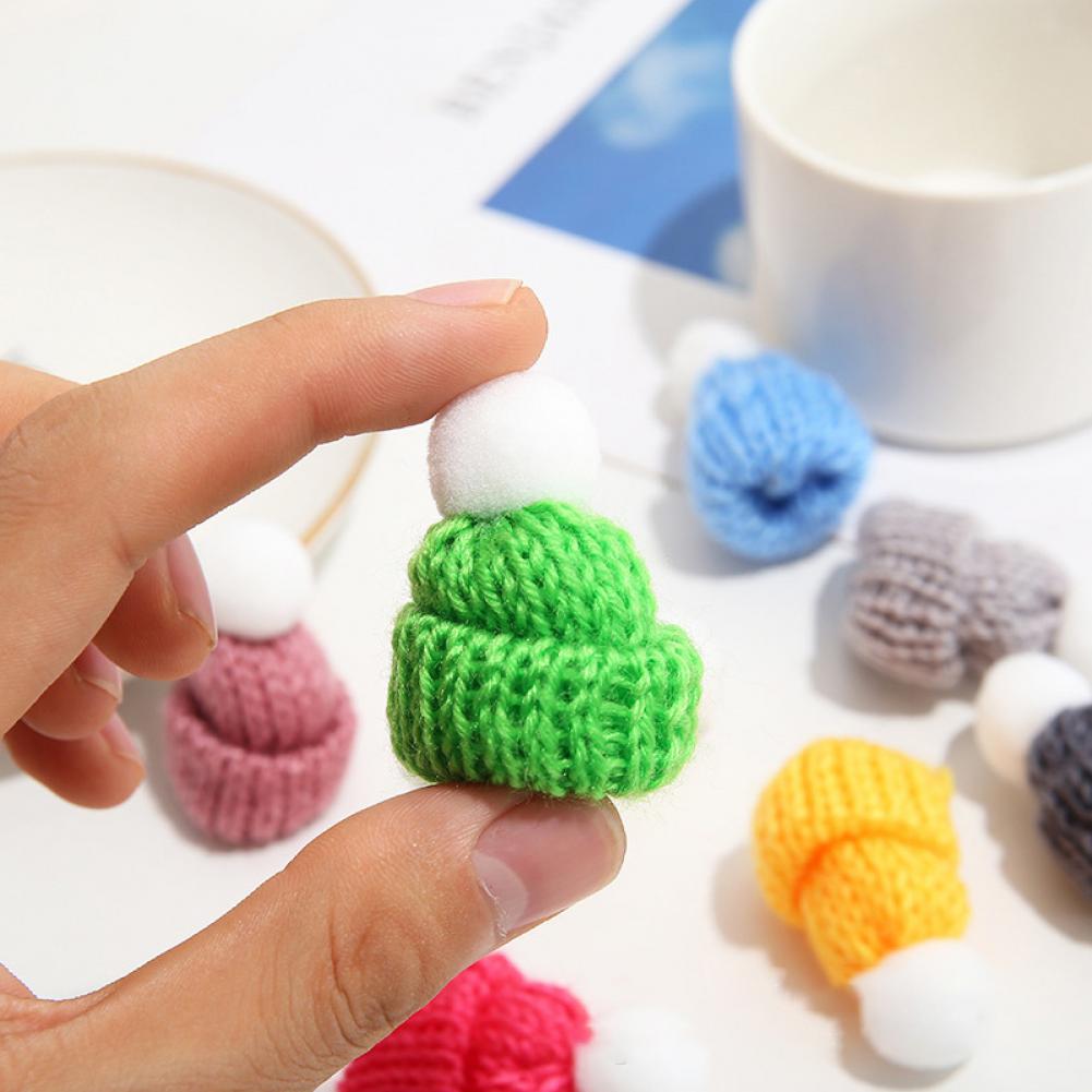 10Pcs Miniatur Gestrickte Hut Schal Kleidung Zubehör DIY Handwerk Puppe Ornament Miniatur Gestrickte Hut