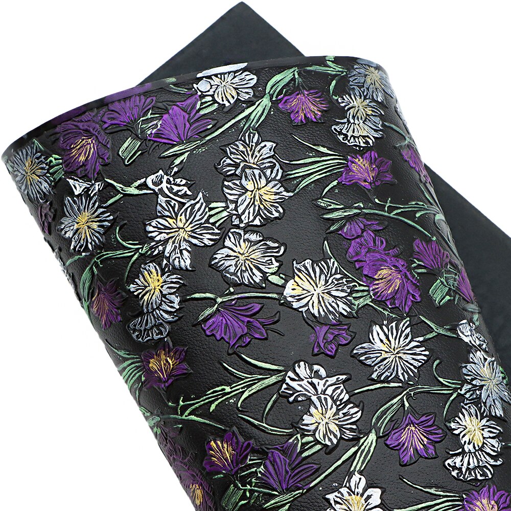50*60cm Flower Butterfly Embossed Bump Texture Faux Leather Vinyl Fabric,DIY Handmade Material,1Yc10748: 1105836004