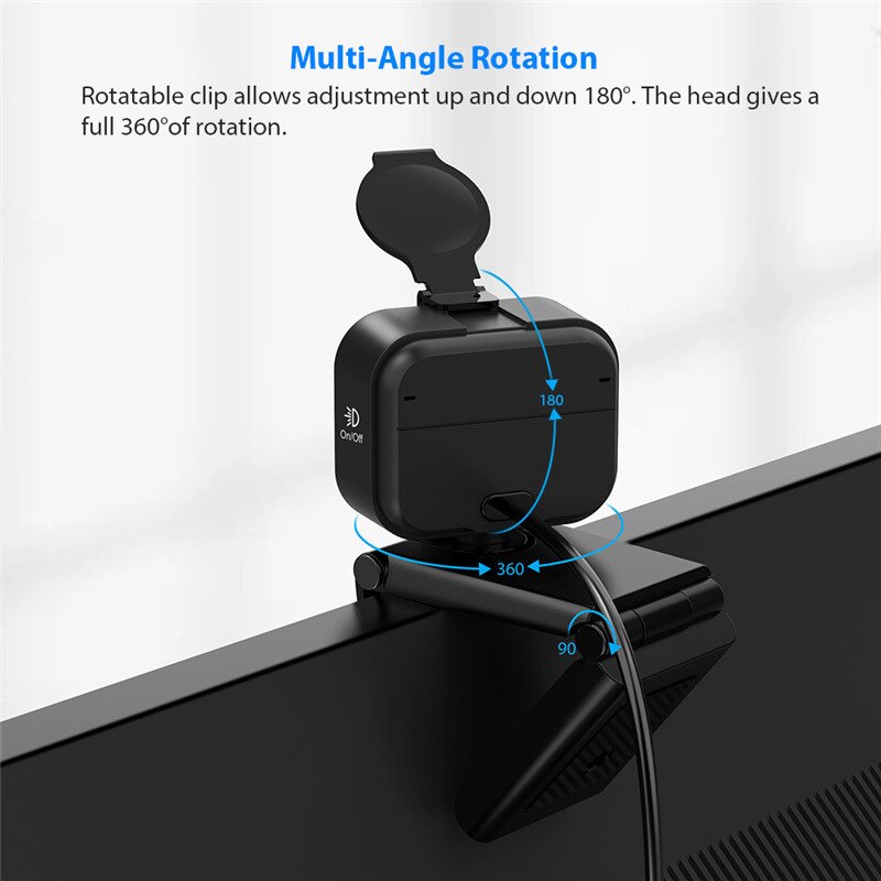 4K Webcam 1080P HD Web Camera With Mic Tripod For PC,Autofocus Fill Light Camera for Live Broadcast Video Calling Conference