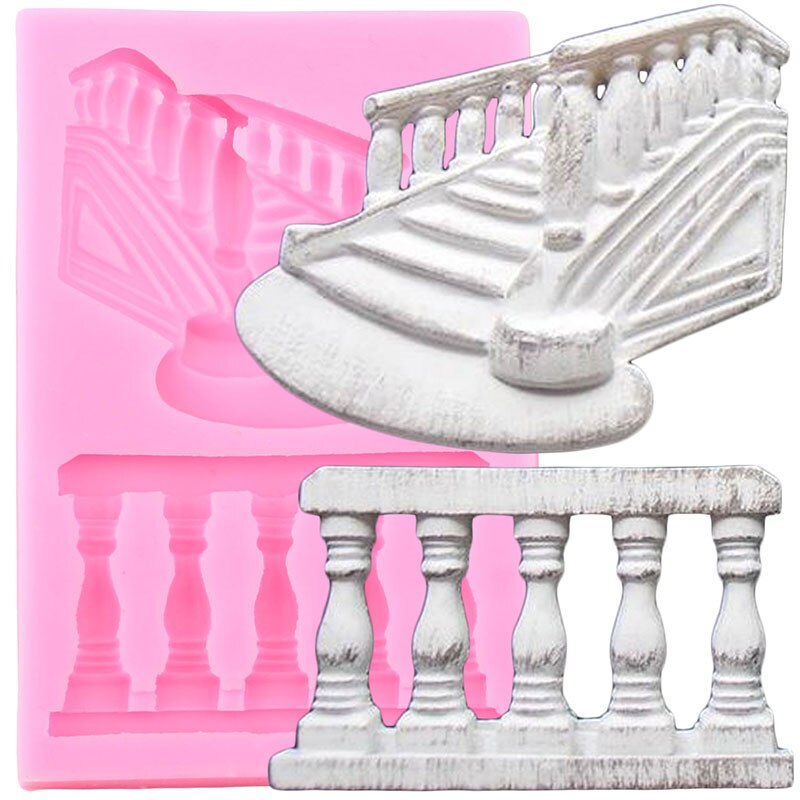 3D Treppen Silikon bilden Geländer Kuchen Grenze Fondant Kuchen Dekorieren Werkzeuge Schokolade Gumpaste Formen Polymer Ton Süßigkeiten Formen
