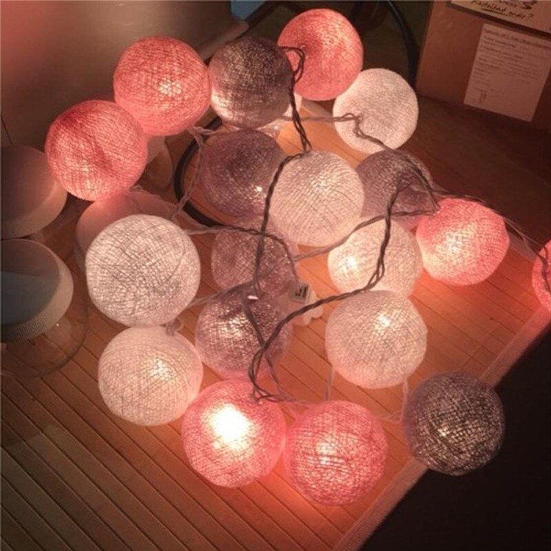 Wrumava 3 m 20 Globe Lichtslingers Batterij LED Guirlande Verlichting Warm Wit Thai LED Katoenen Bal Licht Chain Party Kerst lichten