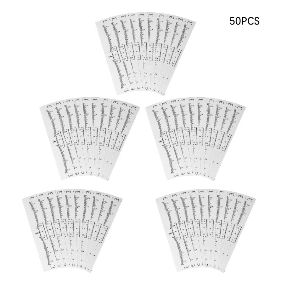 10/50/100 Pcs Accurate Permanent Makeup Eyebrow Shaping Tools Disposable Eyebrow Measurement Ruler Sticker Mdf: 50pcs