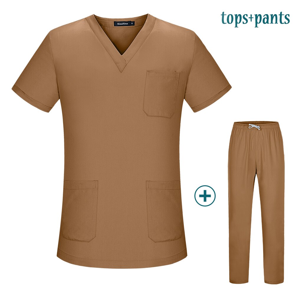 Spa Uniforms tops+pants Stretch spandex+cotton scrub uniforms pet grooming work wear Scrubs women suits: tops pants / S