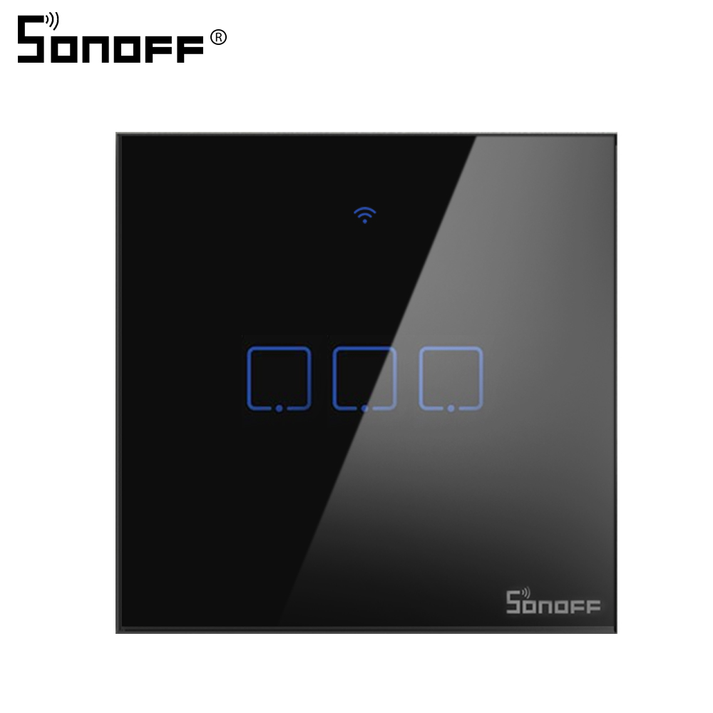 SONOFF T3 Wifi RF inalámbrico 433mhz Control remoto pared Interruptor táctil Panel de luz enchufe EU/UK 1/ soporte de 2/3 bandas Google Home Alexa: T3 EU 3C