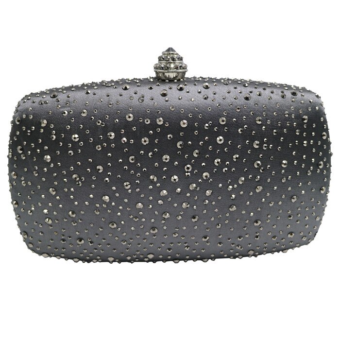 Vrouwen Royal Blue Harde Box Clutch Avondtassen Met Sparkle Crystal Diamonds Voor Dames Harde Koppelingen Doos Crystal Avond tas: Gray