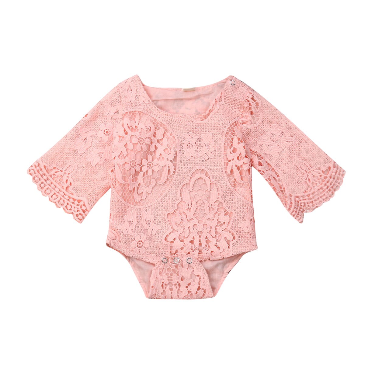 Sommer tumling baby pige bodysuits tøj blonde blomster bodysuit jumpsuit outfits 0-24m 3 farver: Lyserød / 9m