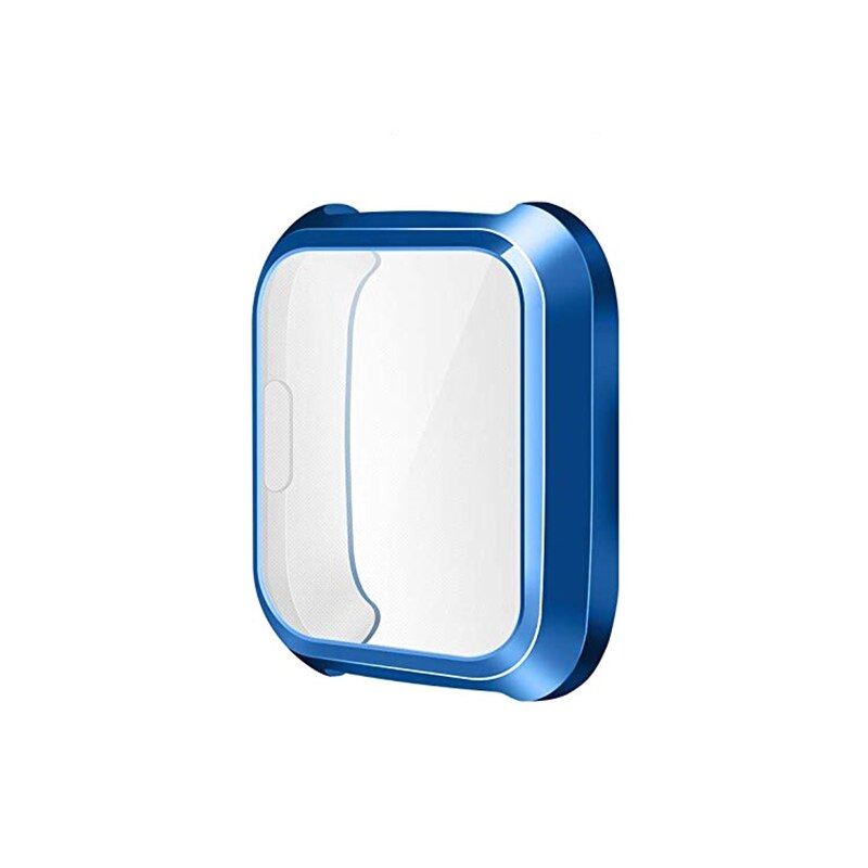 Voor Fitbit Versa Lite Anti-Val Horloge Bumper Wijzerplaat Polyurethaan Elektrolytische Case Horloge Gezicht Frame Armband Scherm Shell Cover: blue