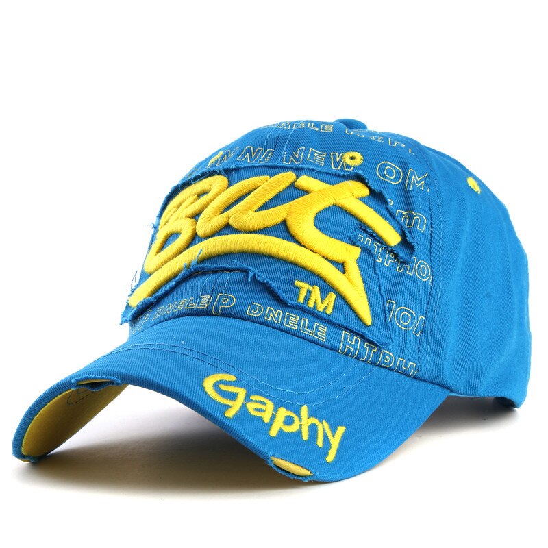 Casquette de Baseball déchirée brodée pour homme et femme, chapeau de soleil pour l&#39;extérieur, Hip Hop, pour la pêche,: Bu
