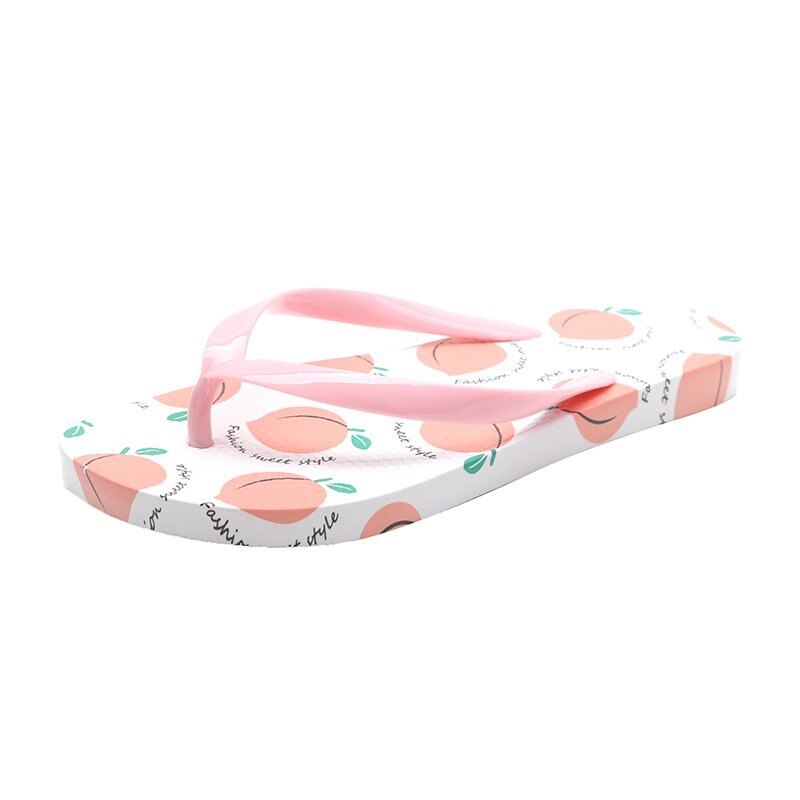 Pantoufles antidérapantes pour femmes, jolies chaussures d'été, fruits, ananas, fraise, pêche, fille, sandales confortables, nouvelle: Peach / 36