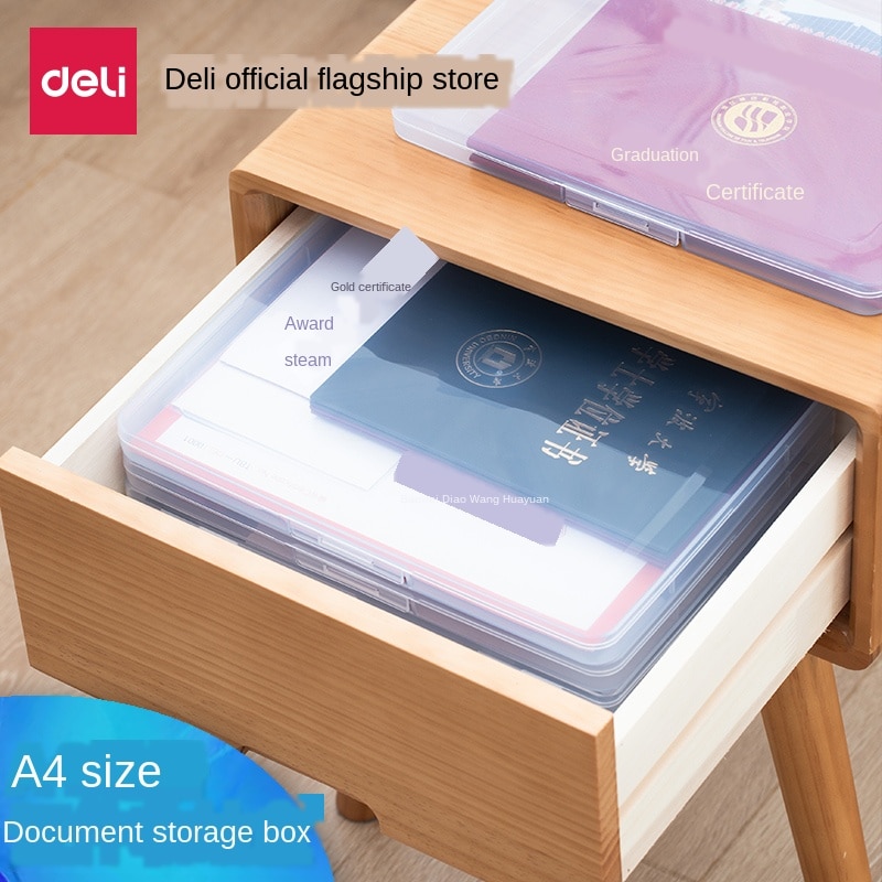 Home Documents Storage Box A4 Transparent File Box File Folder Certificate Information Data Desktop locker Storage Box