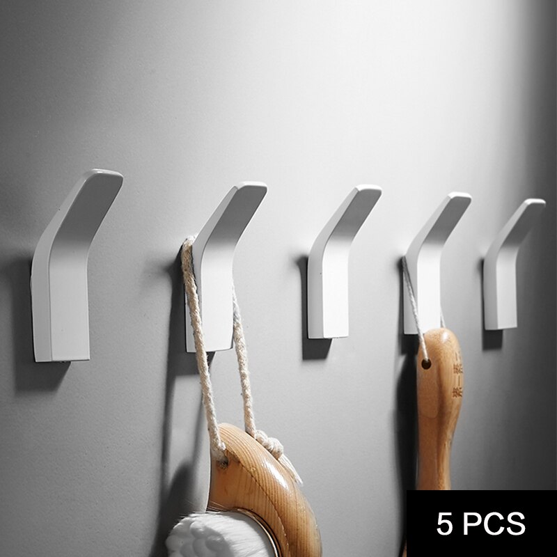 Bathroom Accessories Black Wall Hooks Sticker Adhesive Clothes Coat Hat Hanger aluminum Rustproof Towel Hook Decorative hook: SHK-0073