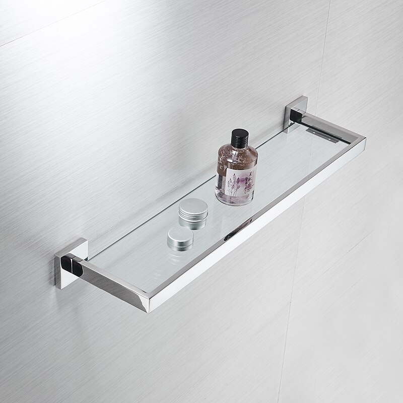 AUSWIND Eenvoudige zilver gepolijst hoekplank roestvrij staal glazen plank wandmontage handdoekenrek badkamer accessoires producten