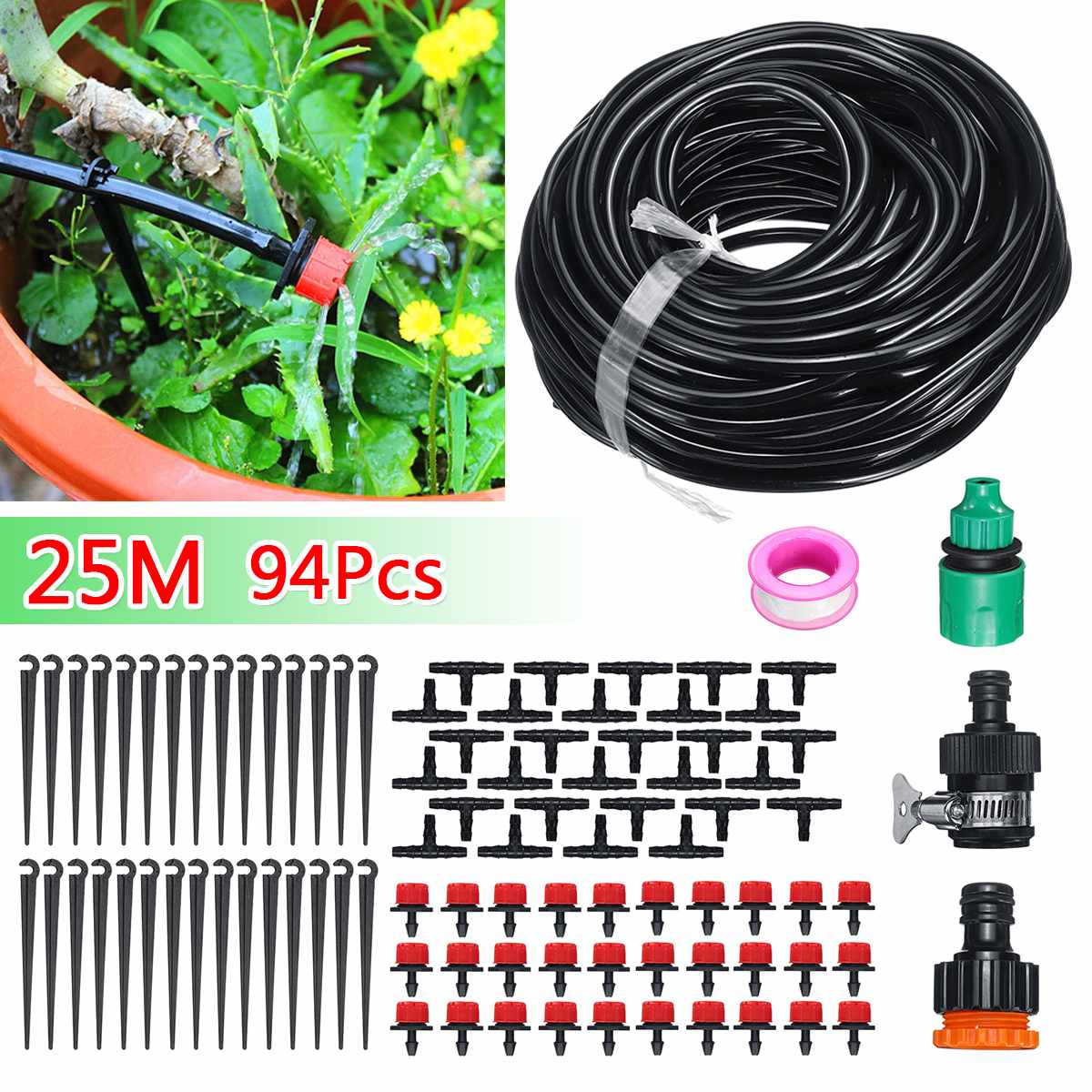 25m Drip Irrigation Kit Water Timer Waterproof Automatic Watering Electronic Garden Sprinkler Plant Agriculture Greenhouse Water
