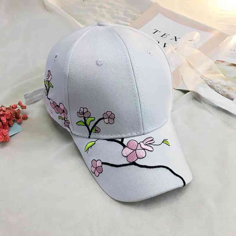 Flower Embroidery Women Baseball Caps Spring Summer Long Brim Sun Hats Female Snapback Hip Hop Cap Hat