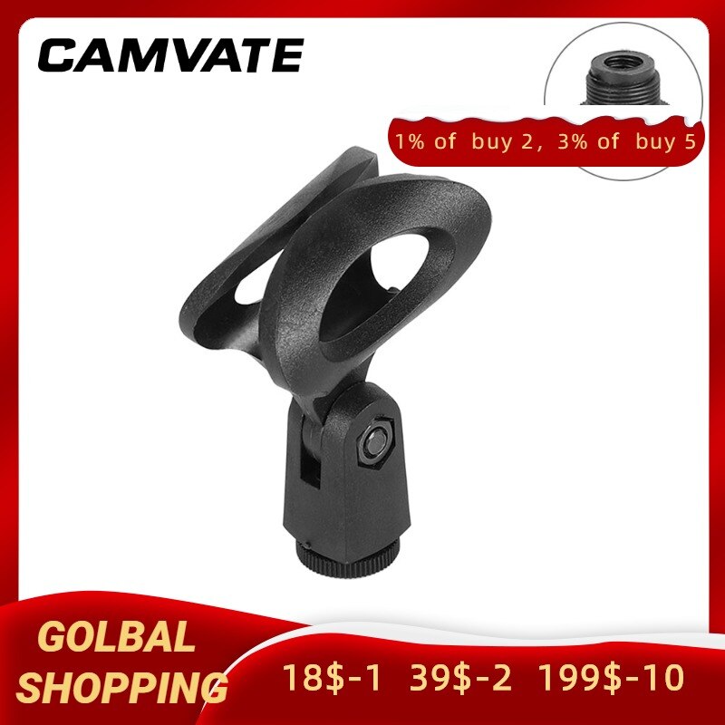 Camvate universal-mikrofonklemme für mikrofonstative mit 5/8 "-2"-stecker und -27 "- to 3/8 " --16 "-buchsen-mikrofonschraubenadapter aus kunststoff