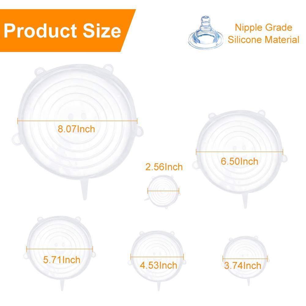 6 pc/set multifuncional manter fresco selo silicone tampas de alimentos acessórios de cozinha stretchable plástico embalagem de alimentos envoltório tigela tampa
