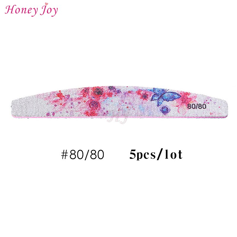 Grit #80/#100/#180 Curve Dubbele Side Nagelvijlen Nagelvijl Buffer Schuurblok Polish wasbare Bestand Manicure Gereedschap: 5 pcs Grit 80