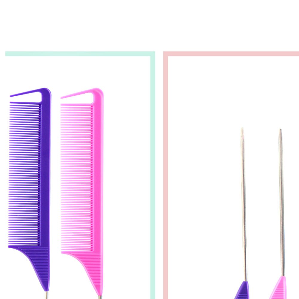 Combs Hair Salon Dye Comb Separate Parting For Hair Styling Hairdressing Antistatic Comb Metal Pin Hair Style Rat Tail Comb