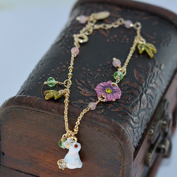 Europese En Amerikaanse Glazuur Bunny Serie Vrouwelijke Bloem Leaf Vrouwen Vrouwelijke Armband