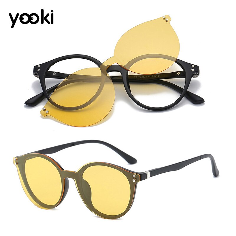 Mens Polarisierte Magnetische Clip-auf Sonnenbrillen Acetat Brille Rahmen Nacht Fahren Sonnenbrille