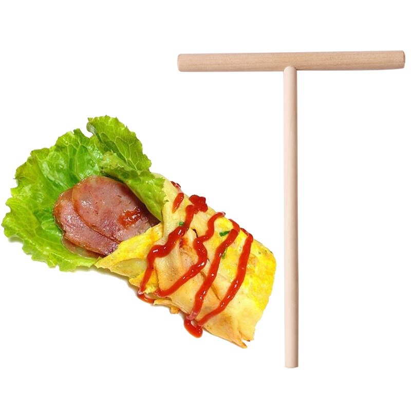 Bâton de crêpes lisses | 1 ensemble de crêpière en bois, pâte à crêpes, bâton d'épandage, outils de cuisine de bricolage détachables