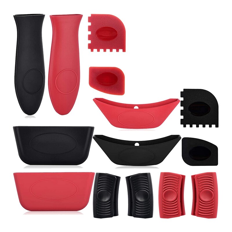 Silicone Handle Holder Heat Resistant Potholder Silicone Pot Handle Sleeve for Cast Iron Skillets Frying Pan Handles: Default Title