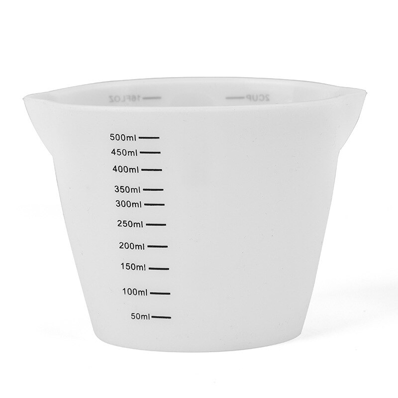 Baking Soft Measuring Cup Double-spout Silicone Measuring Cup Baking with Graduated Soft Measuring Cup Kitchen Accessories: 500ML White