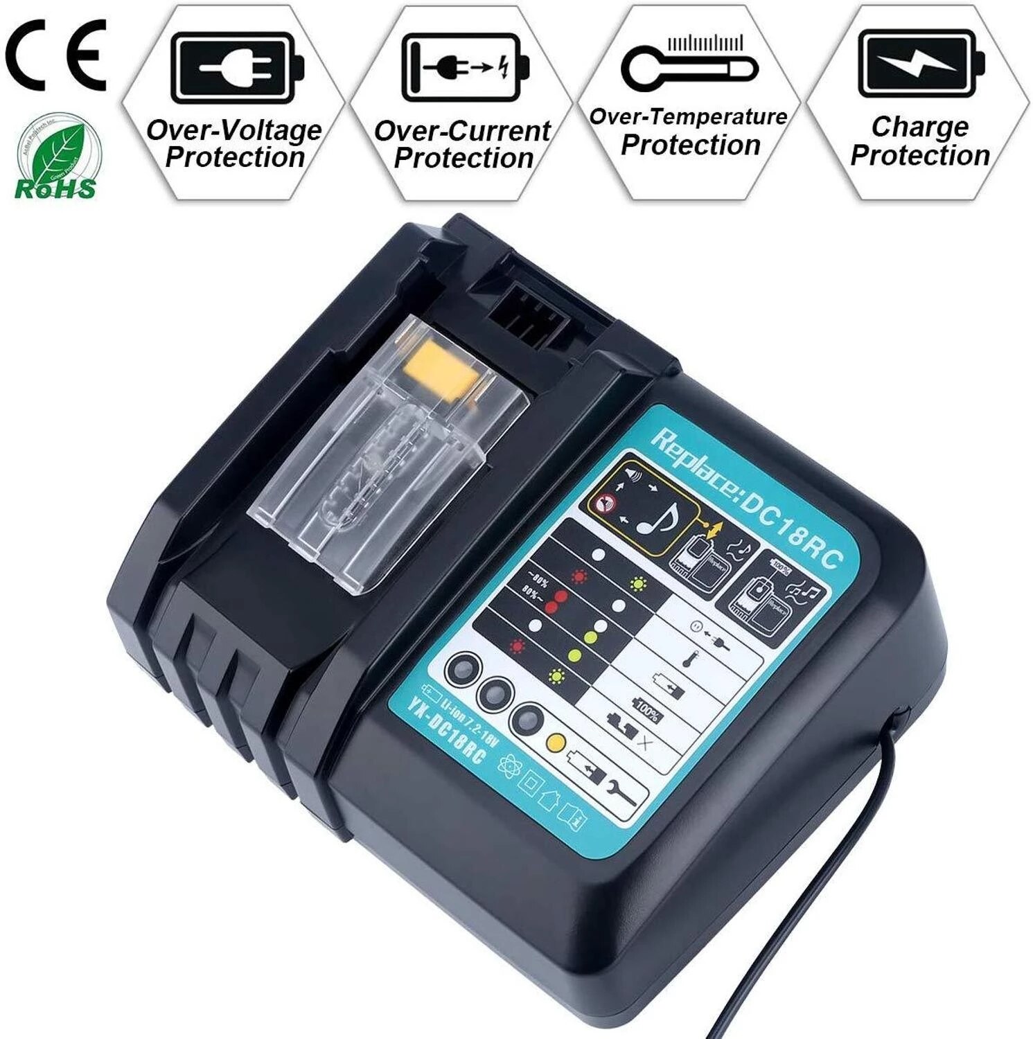 DC18RCt Li-ion Battery Charger 3A Charging Current for Makita 14.4V 18V BL1830 Bl1430 DC18RC DC18RA Power tool Charge