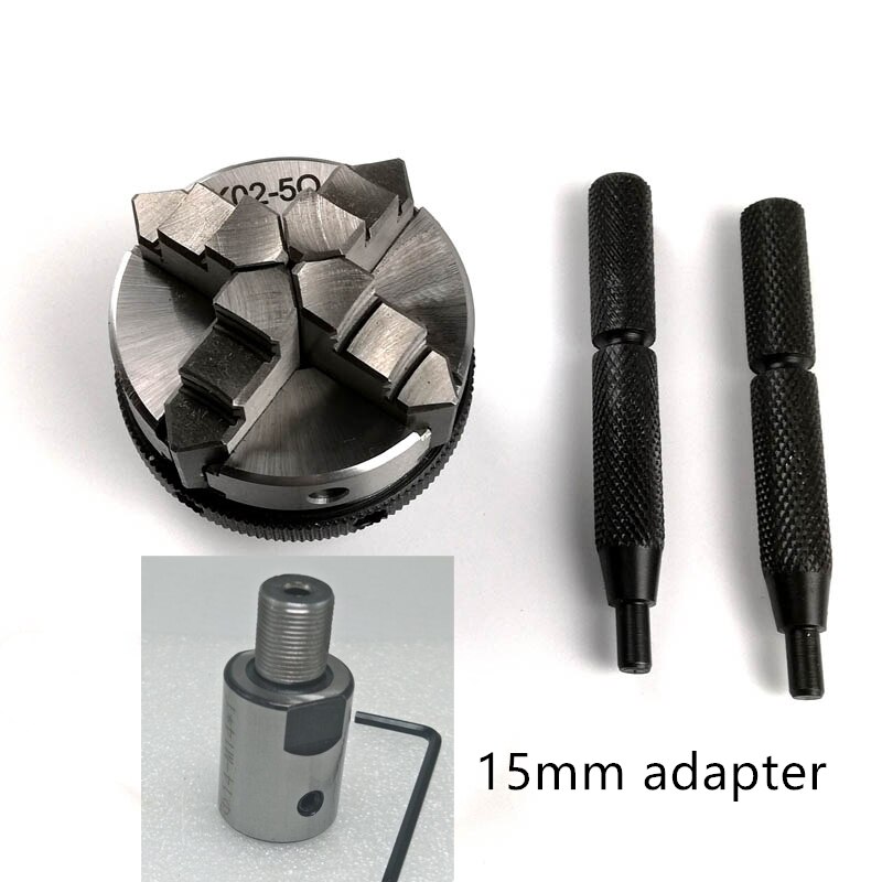 50mm Mini 4 Jaw Reversible Self-Centering M14 Thread Mount Lathe Chuck With Lock Rods K02-50+Chuck connecting rod DIY woodwork: 15mm