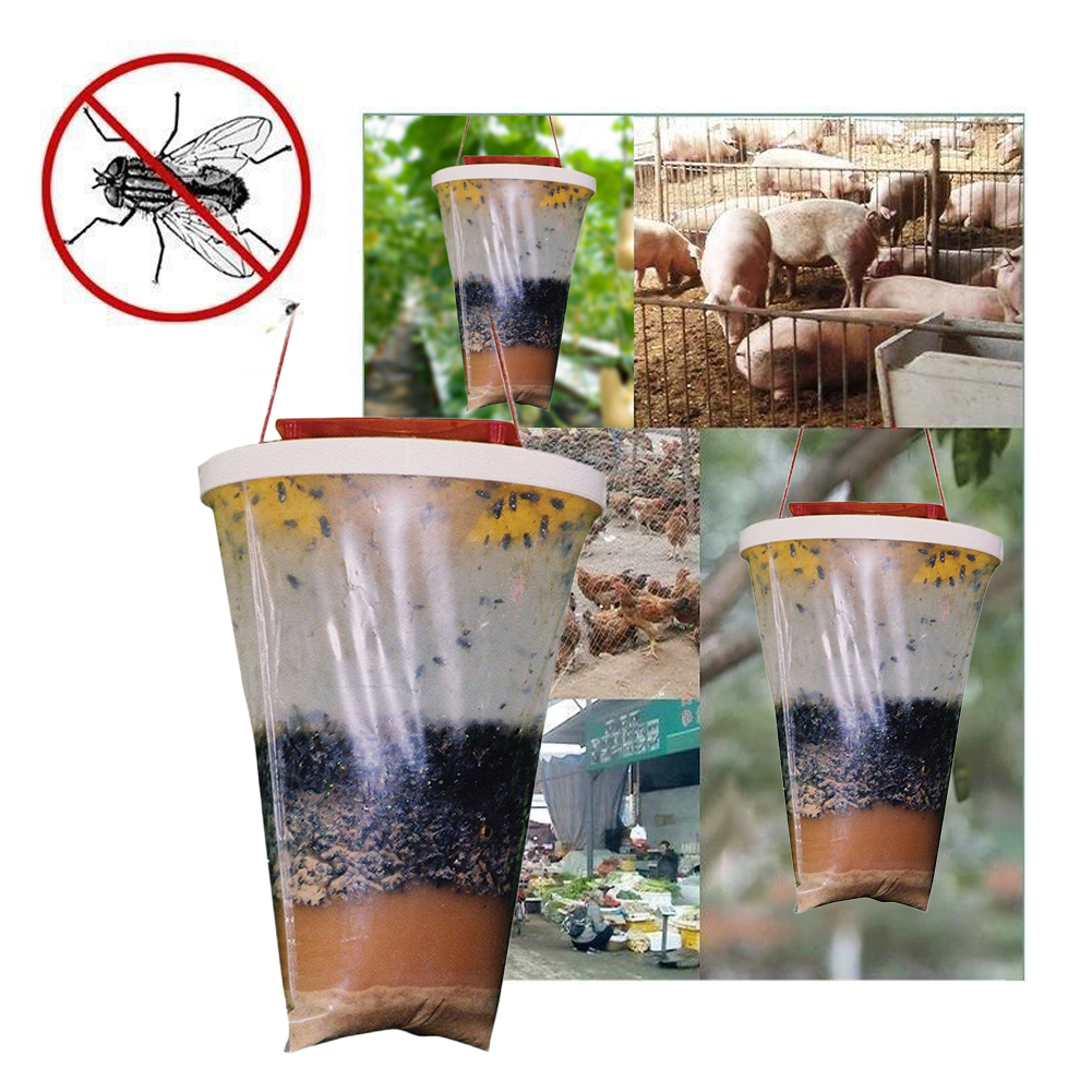 Atrapamoscas colgante de 1 a 10 piezas, bolsa de señuelos no tóxicos, trampa para plagas con cebo, matamoscas para jardín