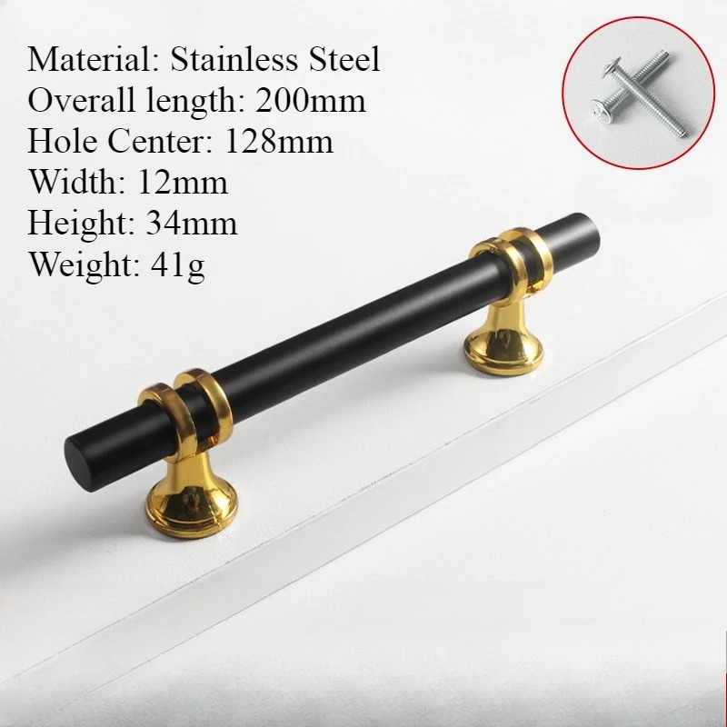 Tiradores de puerta dorados y negros modernos de 50mm-300mm, tiradores de armario de cocina, pomos de cajón sólidos, herrajes para muebles de: TRANSPARENT