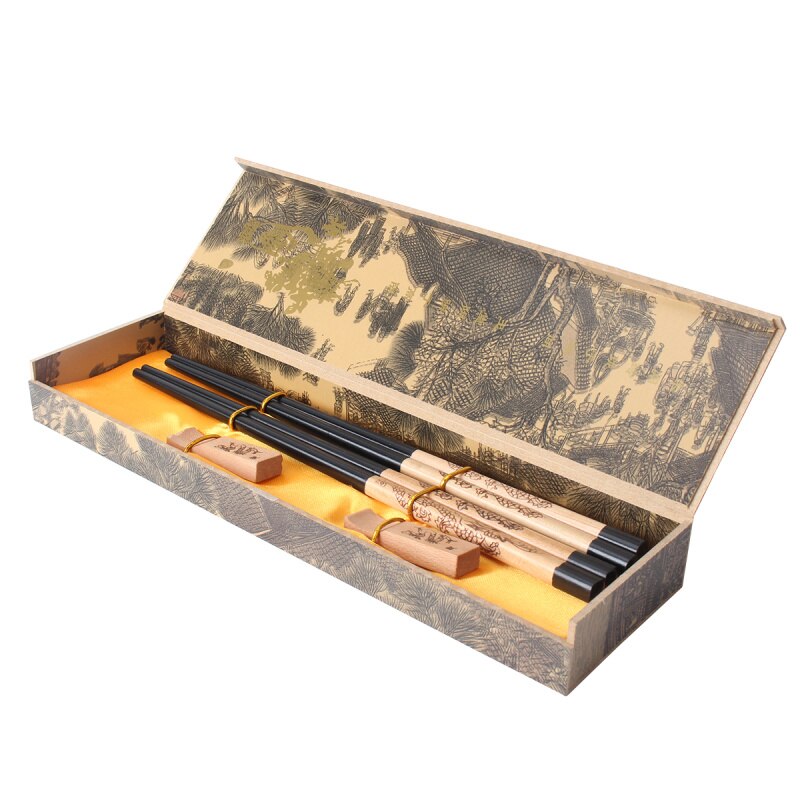 2 paar chinese stijl houten eetstokjes met houder en doos chinese eetstokjes thuis keuken dineren servies bruiloft