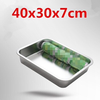 304 stainless steel buffet plate vegetable plate fruit plate barbecue plate Food plate Flat Bottom rectangle Basin Have Lid: 40x30x7cm tray