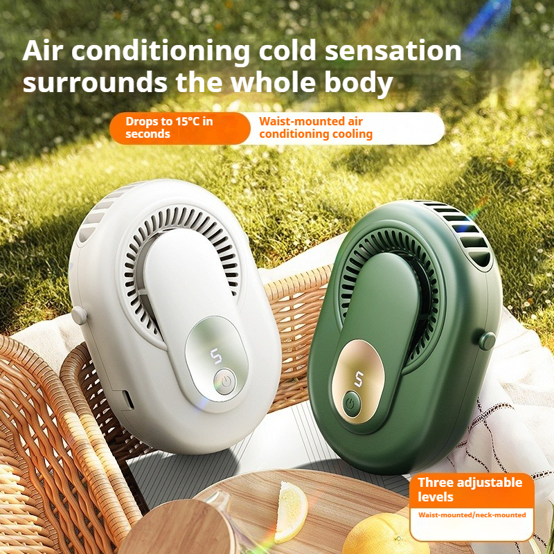 Przenośny wentylator na talię Xiaomi USB, bez użycia rąk, robić zawieszenia na szyję, ładowalny, mini sportowy, 3-stopniowa regulacja prędkości, podwójny wentylator na szyję, robić domu, biura i podróży.