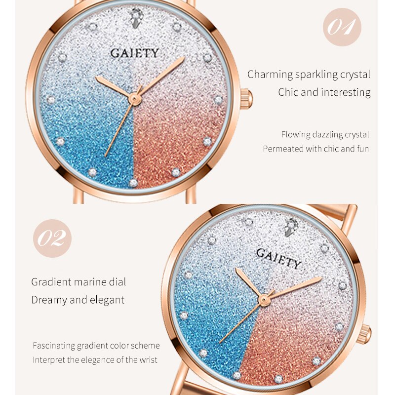 Gaiety reloj para mujeres de aleación de cinturón Casual esfera sencilla cielo estrellado de cuarzo de lujo relojes de pulsera de reloj femenino