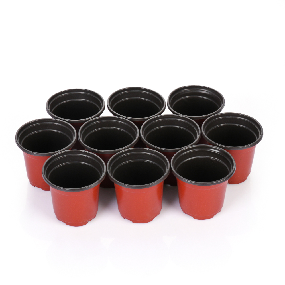 10Pcs Mini Nursery Pots Plant Trays Soft Plastic Two-Tone Round Planter Flower Vases Garden Supply Decor Garden Supply