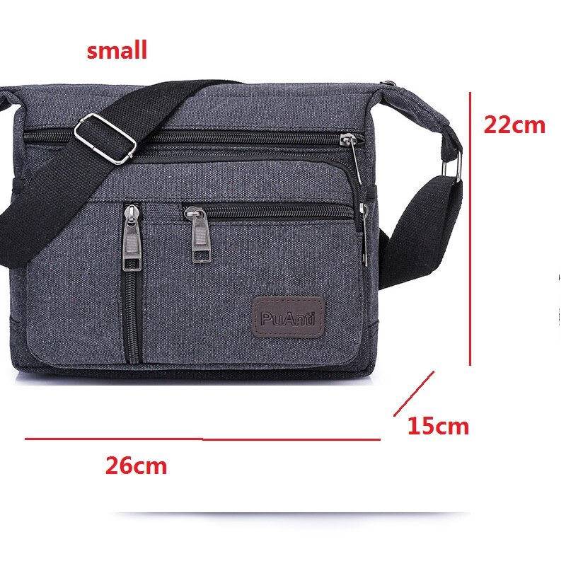 Skuldertaske lærred crossbody pakke stor kapacitet multi-lomme håndtaske messenger taske cool canvas afslappet rejse skoletasker: Lille 1