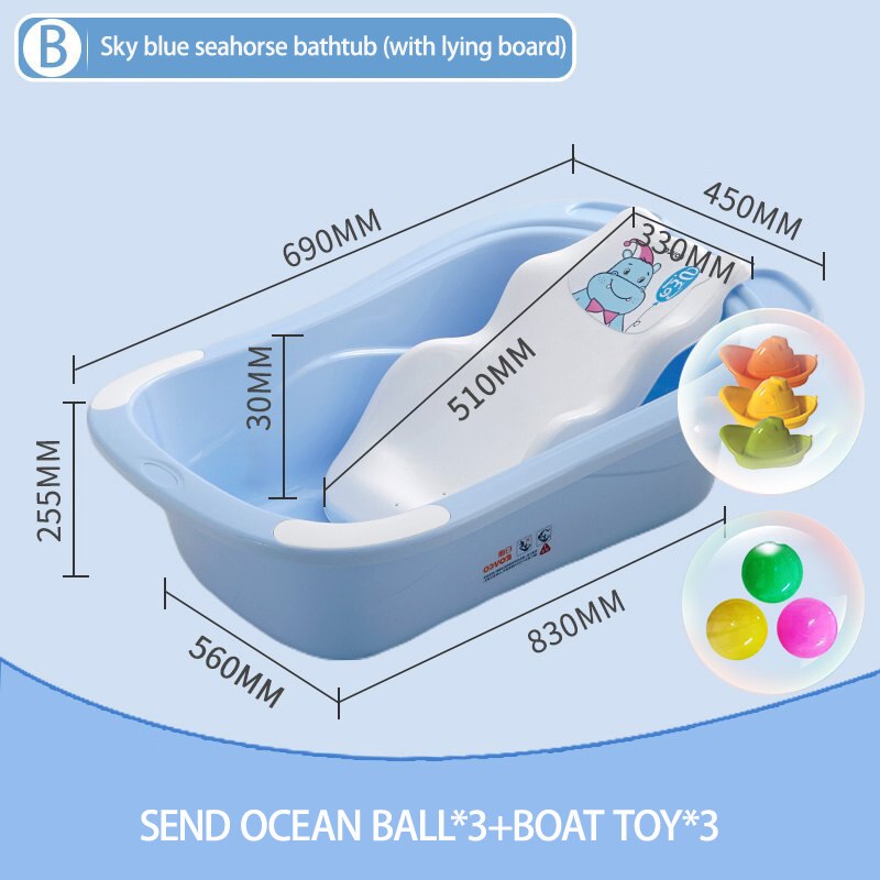 Rikang badekar børn temperatur universal badetønde med overdækket overdreven baby nyfødte forsyninger baby badekar: 3627- blå-med dæk