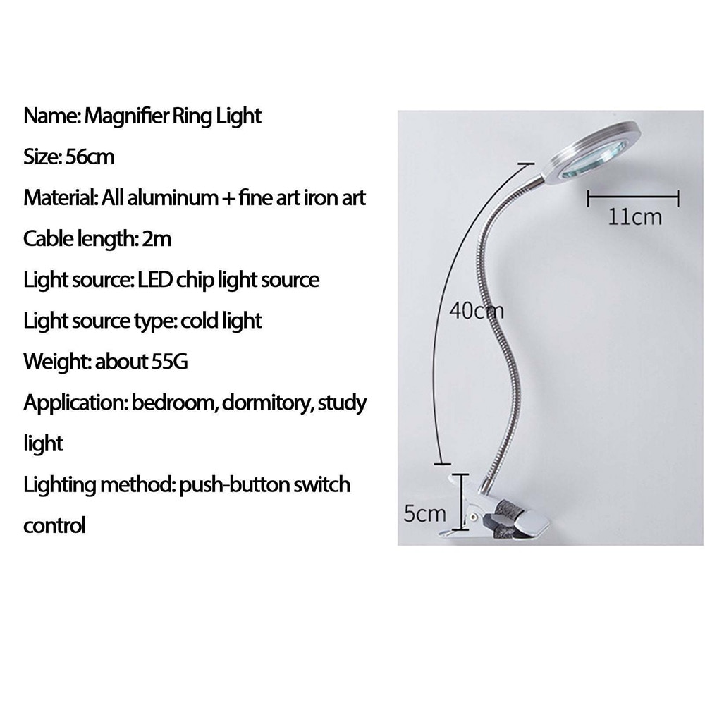 Illuminating Vergrootglas Hoge Vergroting 8X Vergrootglas Met Led-verlichting Tafel Klem Lamp