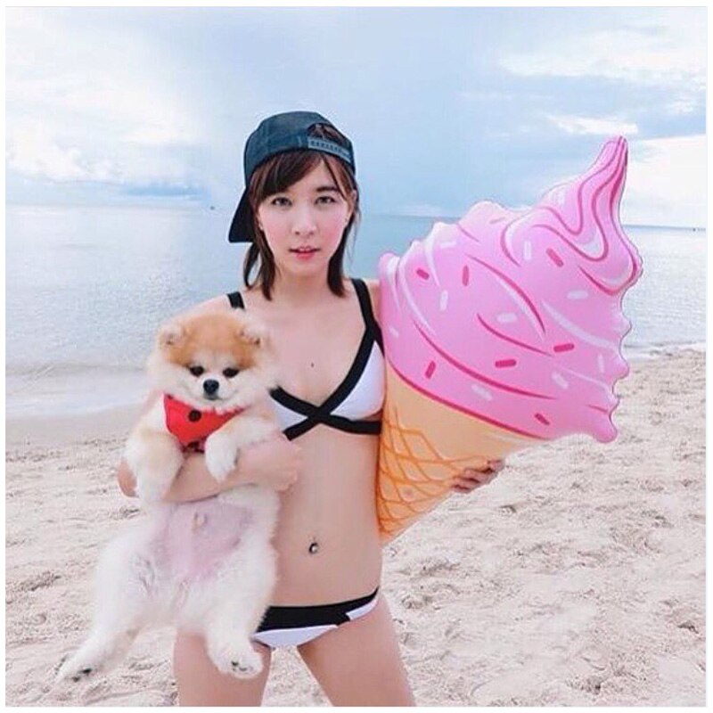 90cm 35inch Giant Inflatable Ice Cream Pool Float Inflatable Water Toys Air Mattress For Swimming Floating Popsicle