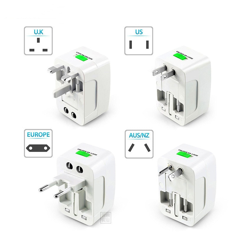 World Universal Travel Plug Converter Adapter International Plug Port AC Power Charger Adaptor With AU US UK To EU Round Socket